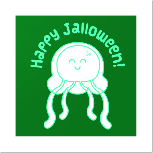 Happy Jalloween! Jellyfish Green! Posters and Art